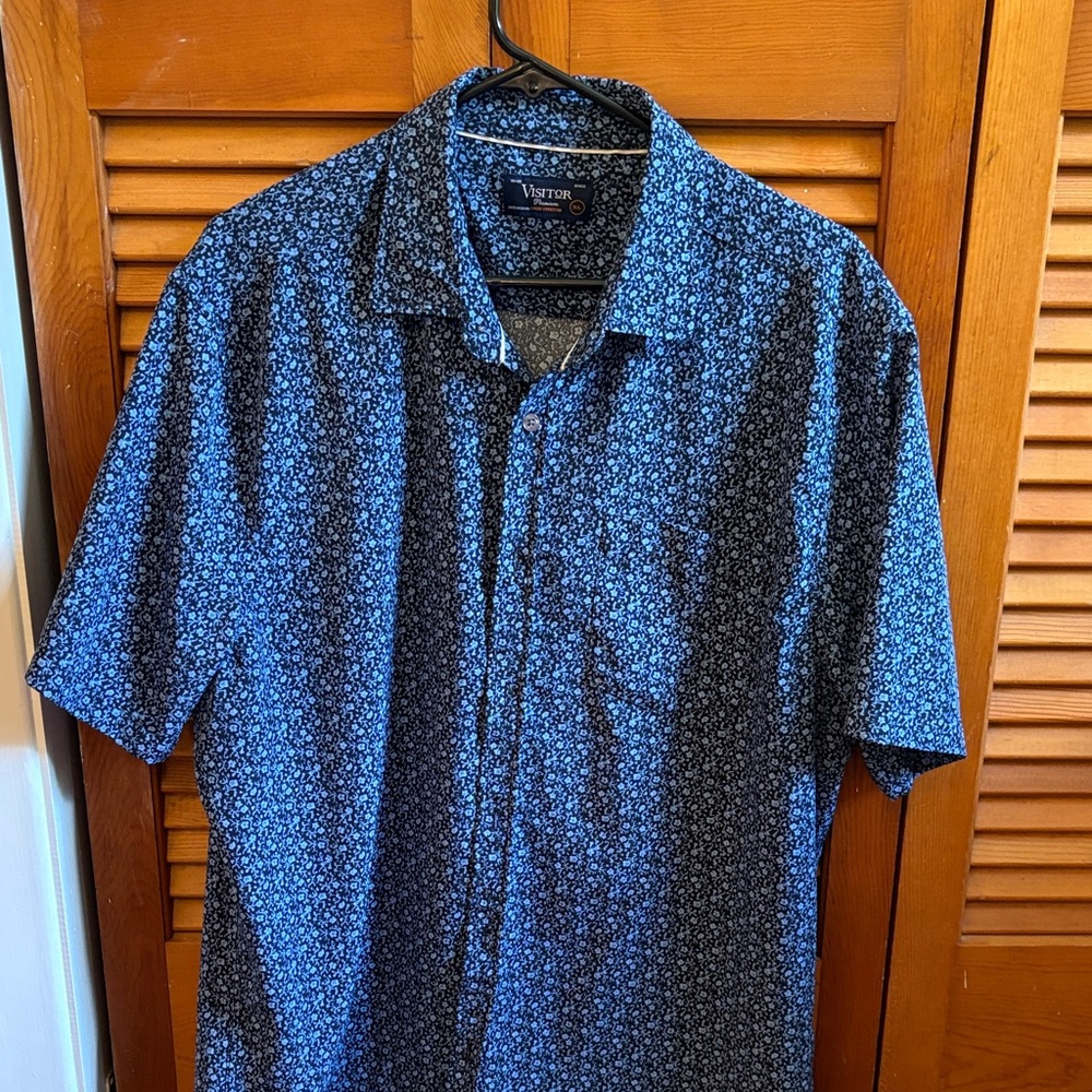 Men's Blue Floral Casual Button Down Shirt